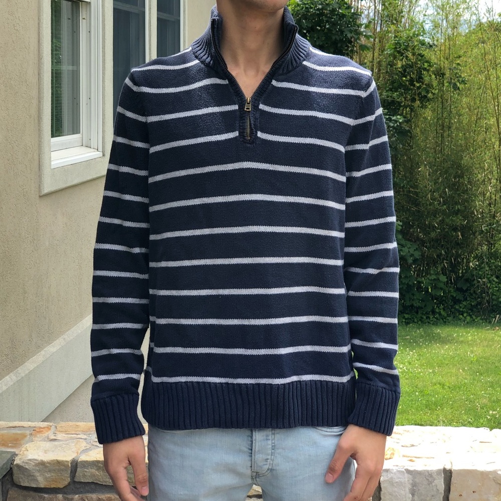 Striped Half-Zip Sweater